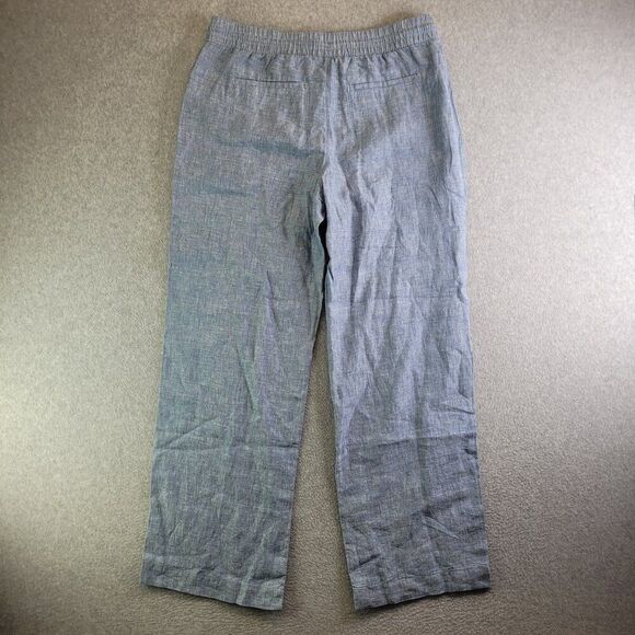 Athleta Pants Womens 16T Blue Retreat Linen Wide Leg Slit High Rise Yoga Studio - Picture 5 of 14